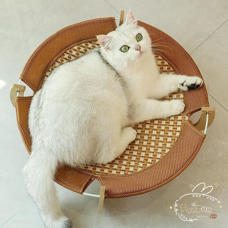 籐夏クールの猫砂閉じ家ペットベッドの家を突入62良い物 ペットベット 夏 ひんやり 接触冷感 犬 猫 ペット用 籐 耐噛み
