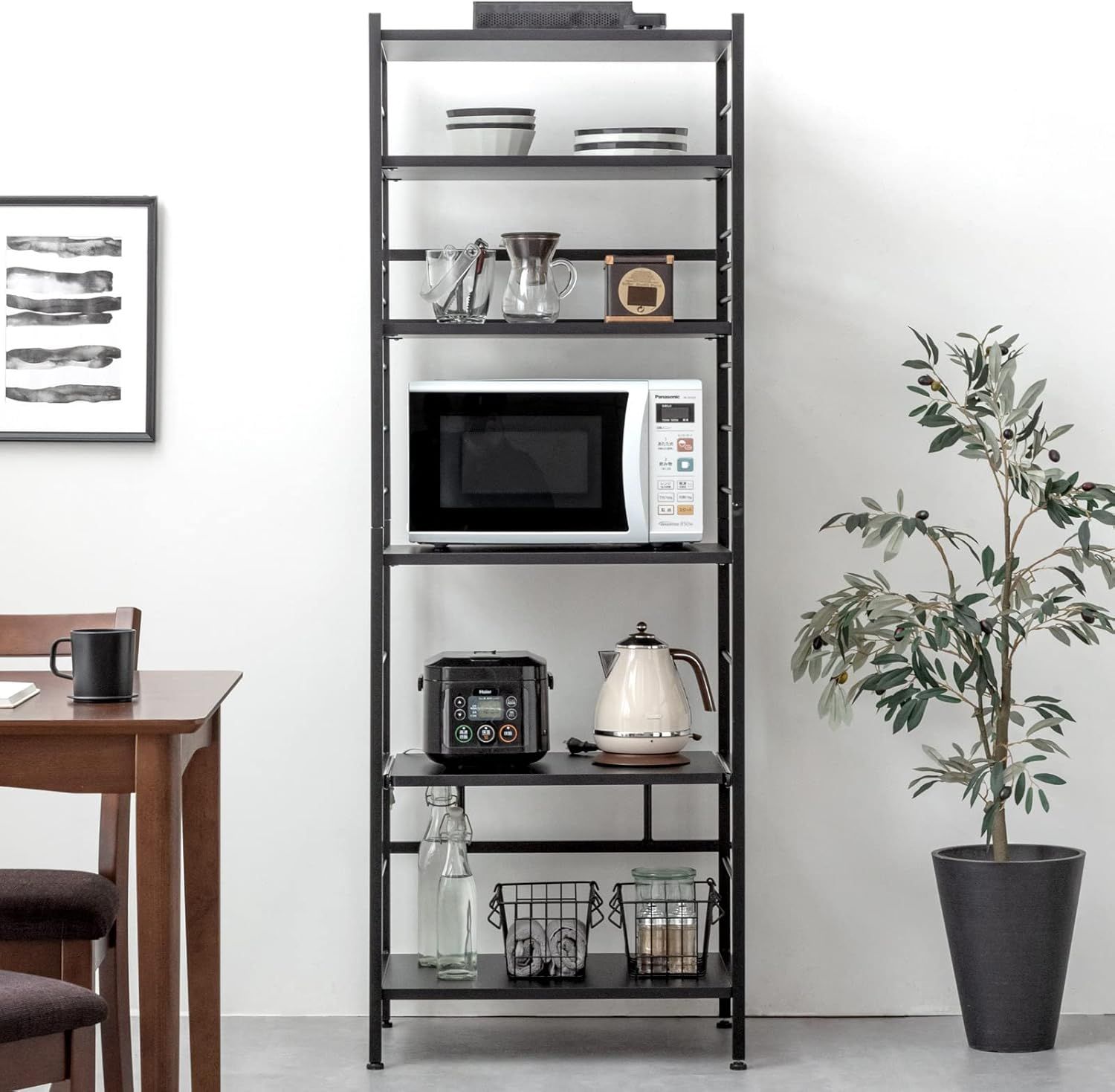 タンスのゲン レンジラック 幅60cm 大型レンジ対応 高さ168.5cm 高さ