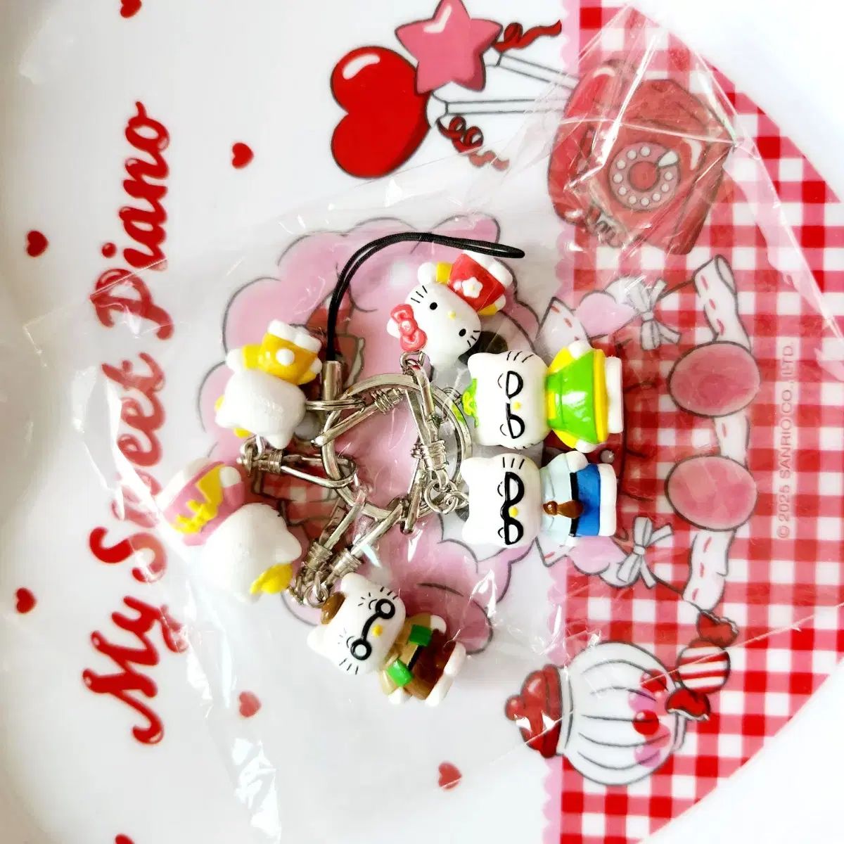 古典 hello kitty ハローキティ 家族 ストラップ キーリング キーホルダー