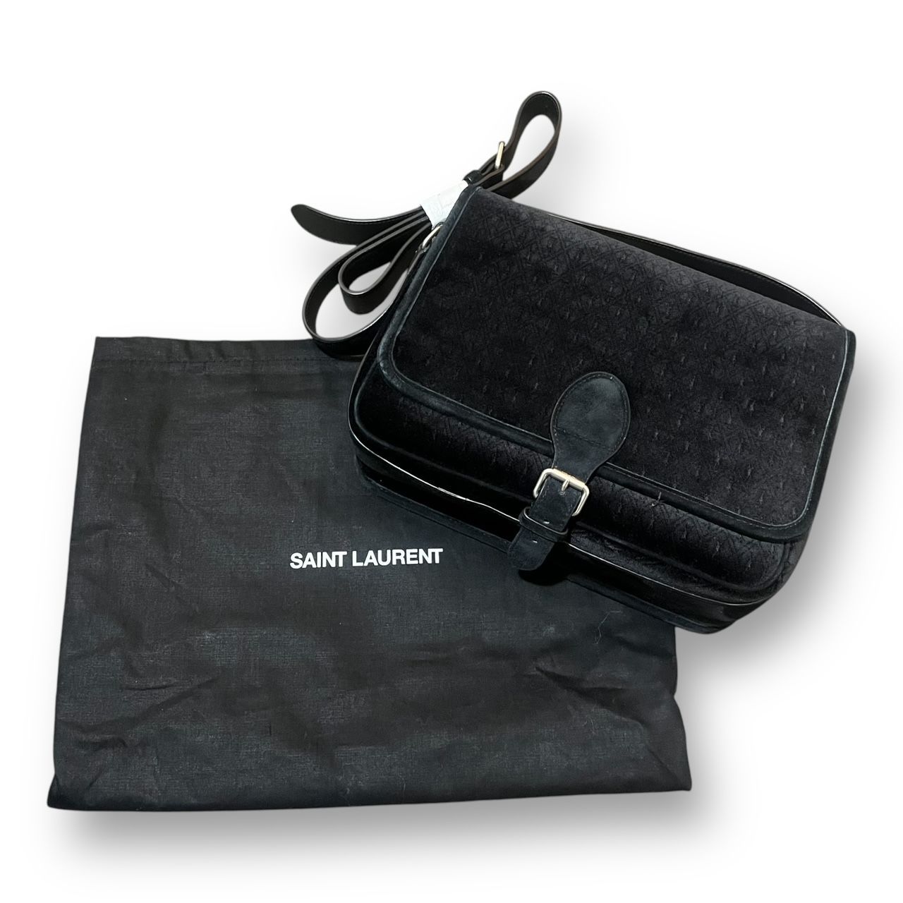 Saint Laurent Flap Messenger Bag Monogram Velvet フラップ 