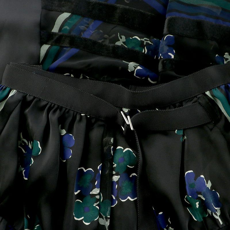 サカイ sacai ラップスカート プリーツ巻き ひざ丈 花柄 シアー