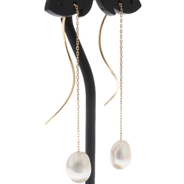 仕上げ済 タサキ TASAKI 田崎 バロックパール チェーン ピアス K18 YG イエロー ゴールド パール イヤリング タサキ ピアス タサキ アメリカンピアス レディースジュエリー パールピアス ブランドジュエリー earring 8518