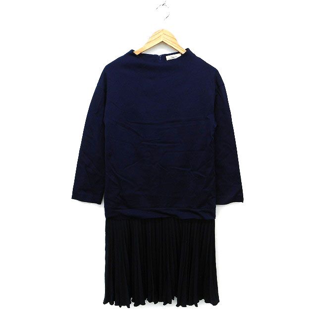 ドゥ クレ Deux cle ワンピース フレア ロング プリーツ 切替 バック  