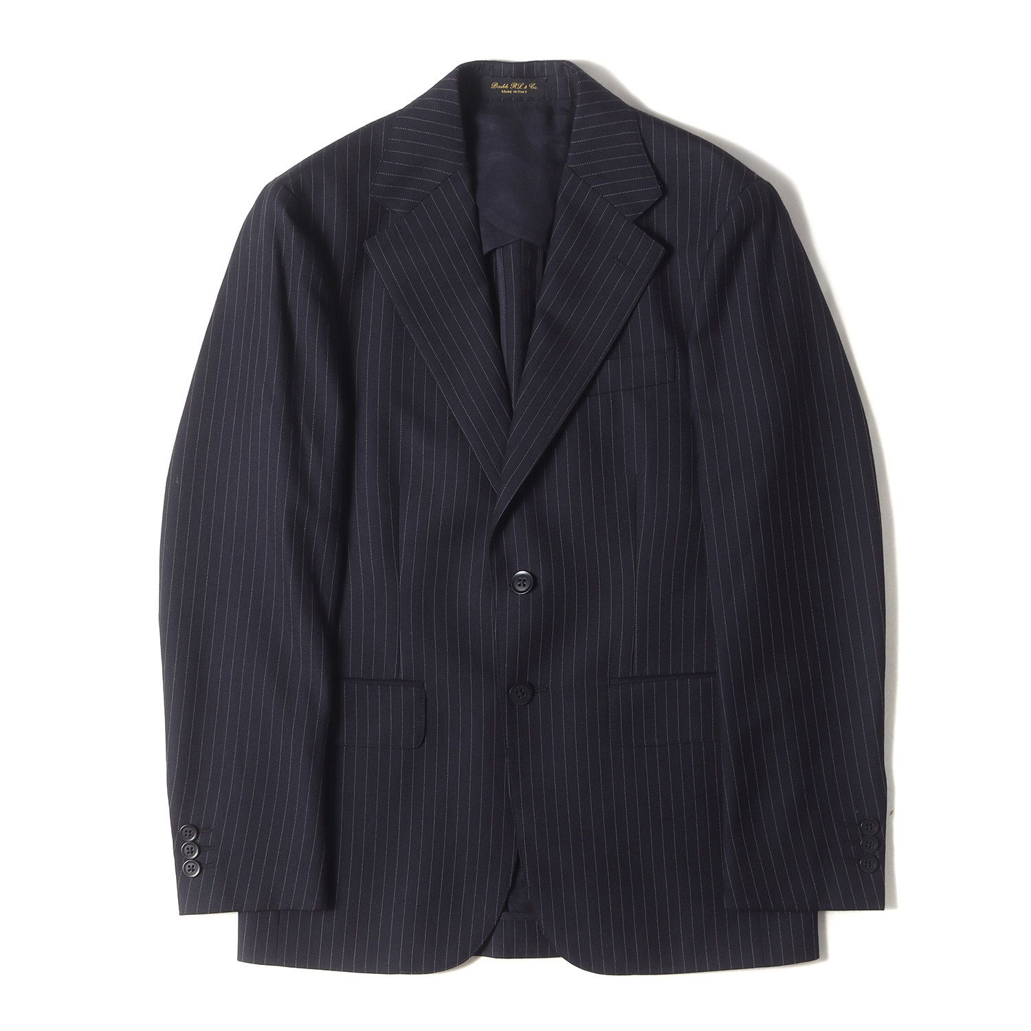 RRL ダブルアールエル ネイビー 紺 サイズ 36S ピンストライプ ウールツイル 3ピース セットアップ スーツ MADE IN ITALY ラルフローレン メンズ