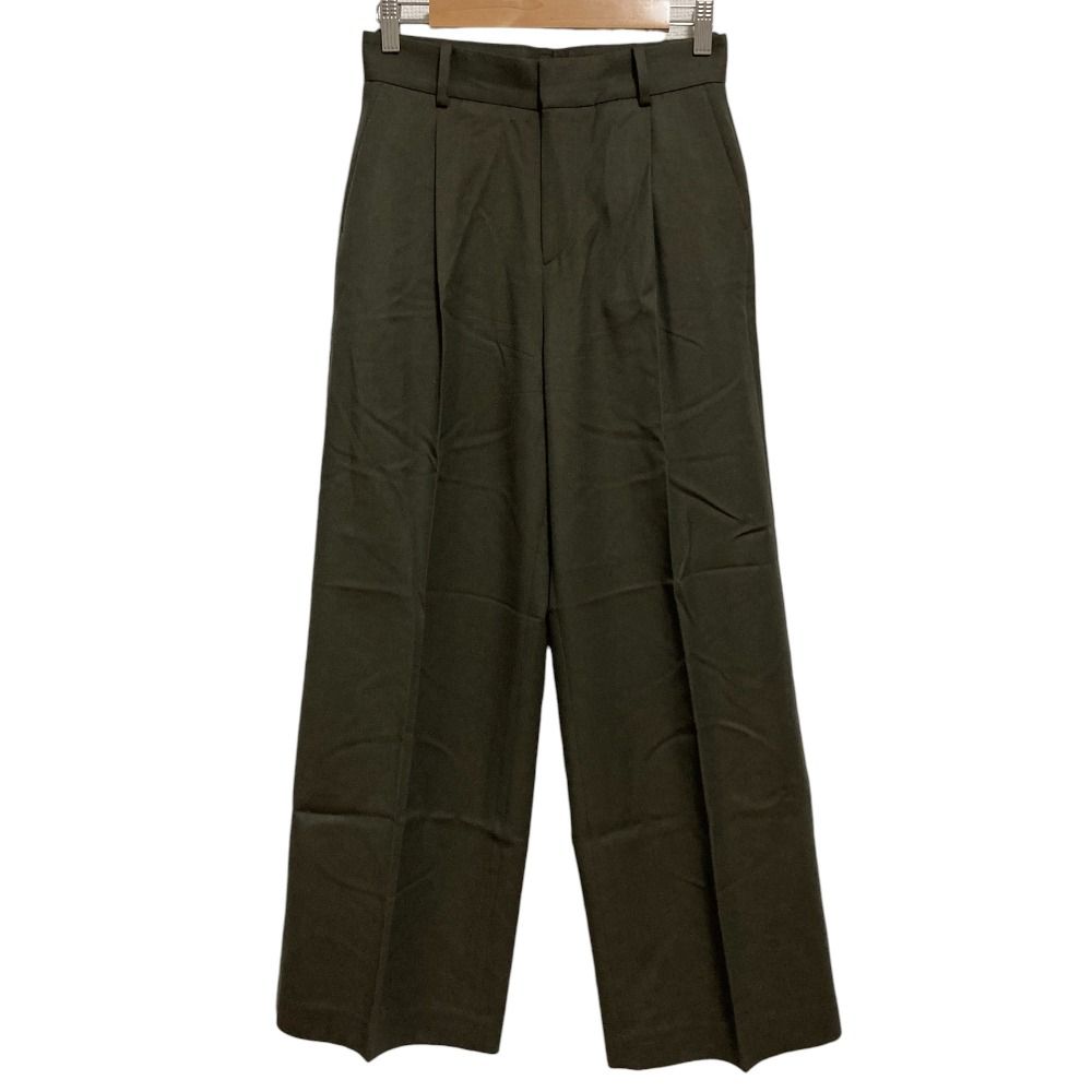 24AW EVERYDAY I LIKE. エブリデイアイライク ドゥーズィエムクラス Clean Tuck Pants 2 イージーワイドパンツ 34 カーキ レディース 古着