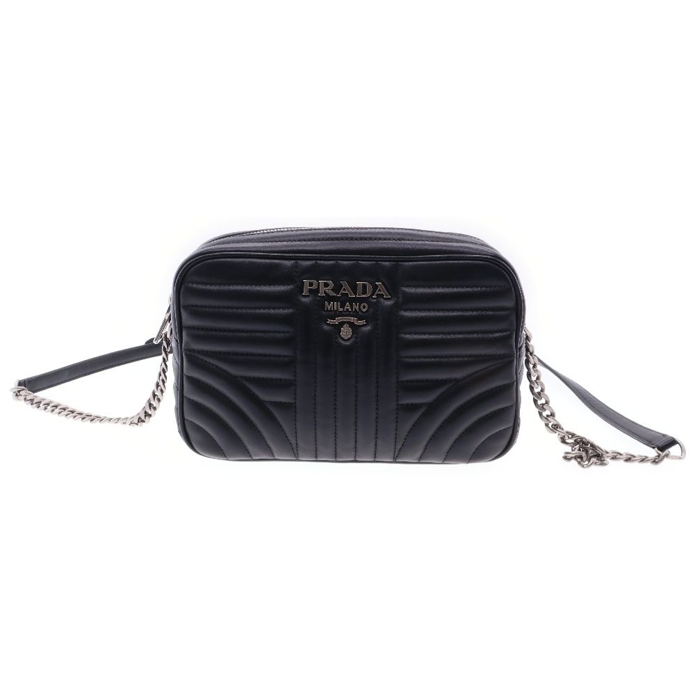 PRADA (プラダ) ダイアグラム チェーンショルダーバッグ 黒 レザー  