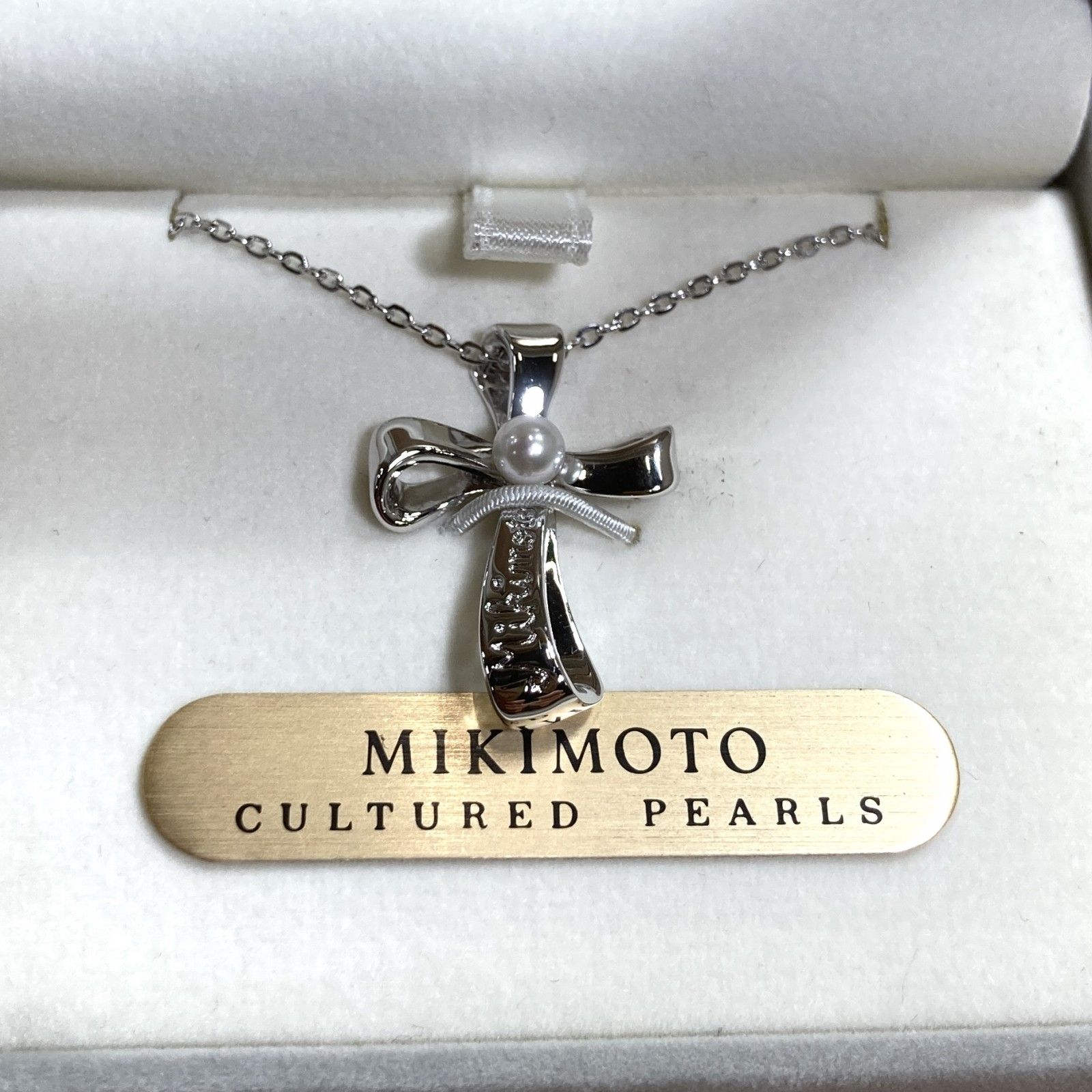 ミキモト リボンネックレス シルバー MIKIMOTO ペルリータ パール 