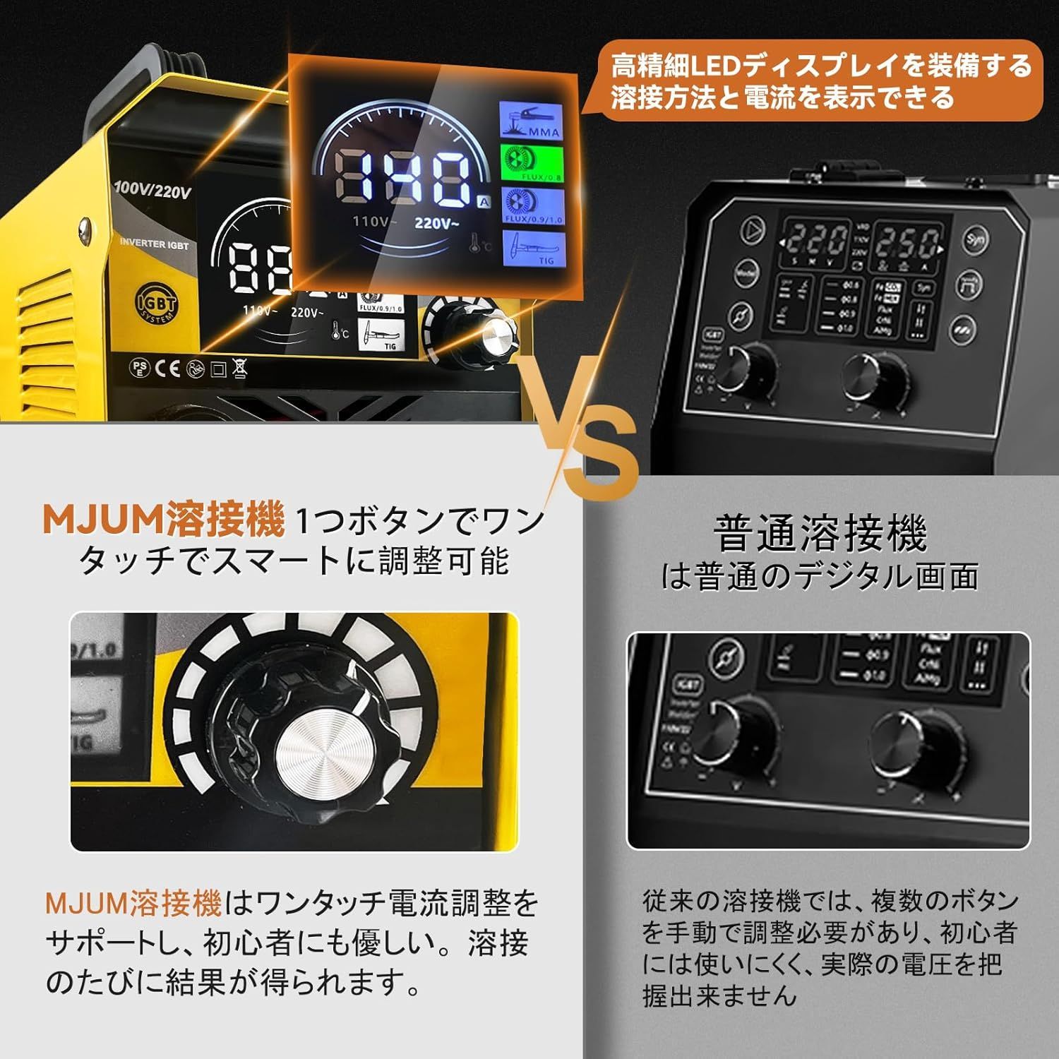 半自動溶接機 最大出力140A 100V/200V兼用 1台3役電気溶接機 LED液晶 