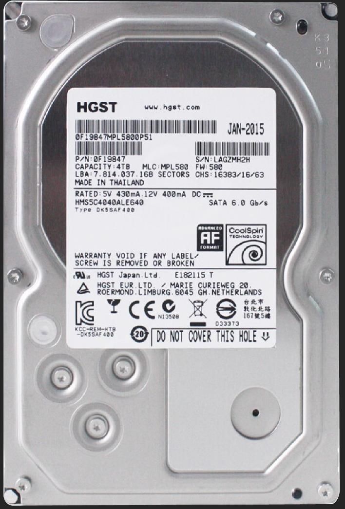 Hitachi/HGST HMS5C4040ALE640 3.5 HDD 4TB HGST 0F19847 4TB SATA 6Gb