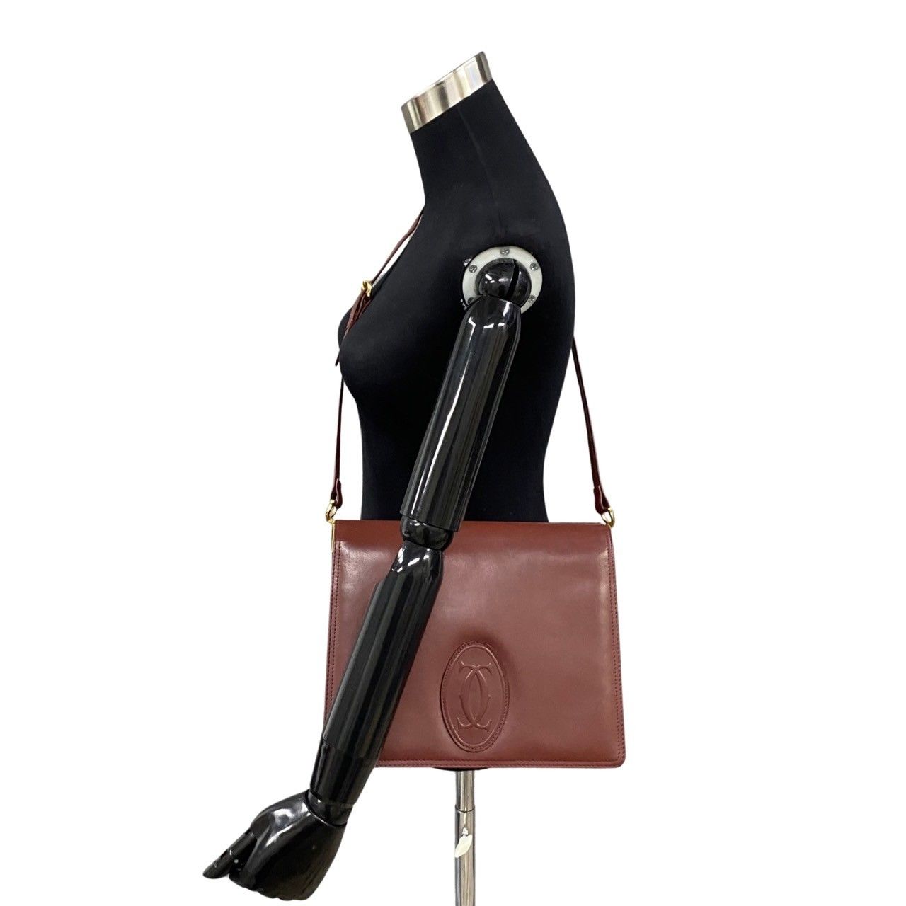 極 美品 希少品 CARTIER カルティエ マストライン ロゴ カーフ レザー