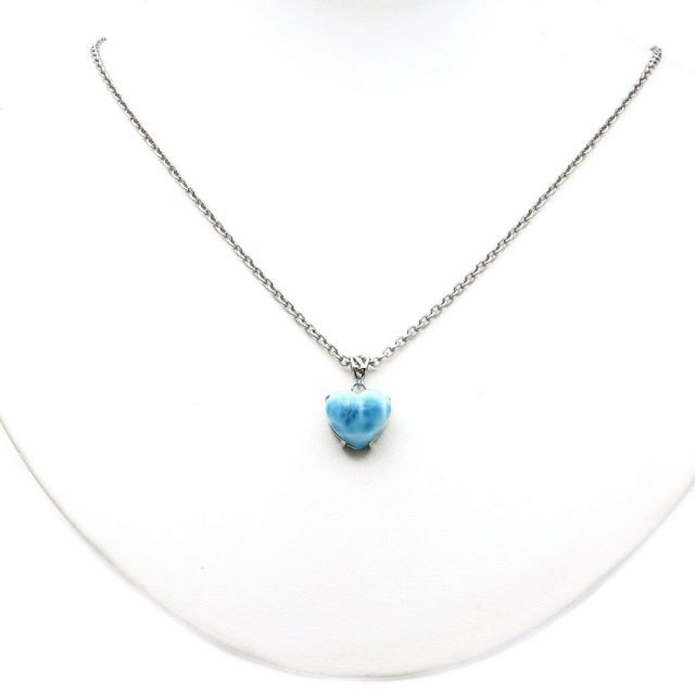 ラリマー ネックレス ハート型 天然石 ペンダント Silver925 ロイヤル