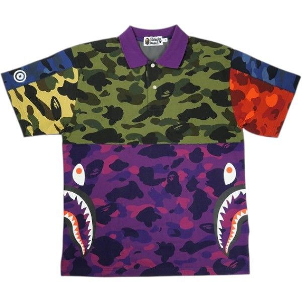 Size M A BATHING APE ア ベイシング エイプ シャークポロ Multi 半袖ポロシャツ マルチ 新古品 ♥品 20826787