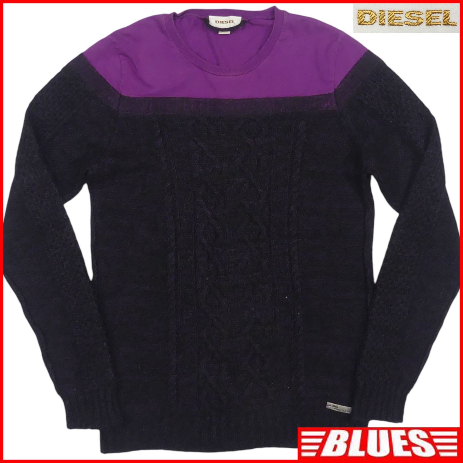 DIESEL ディーゼル セーター M ニット 黒 メンズ M 紫 長袖 ニット_ 
