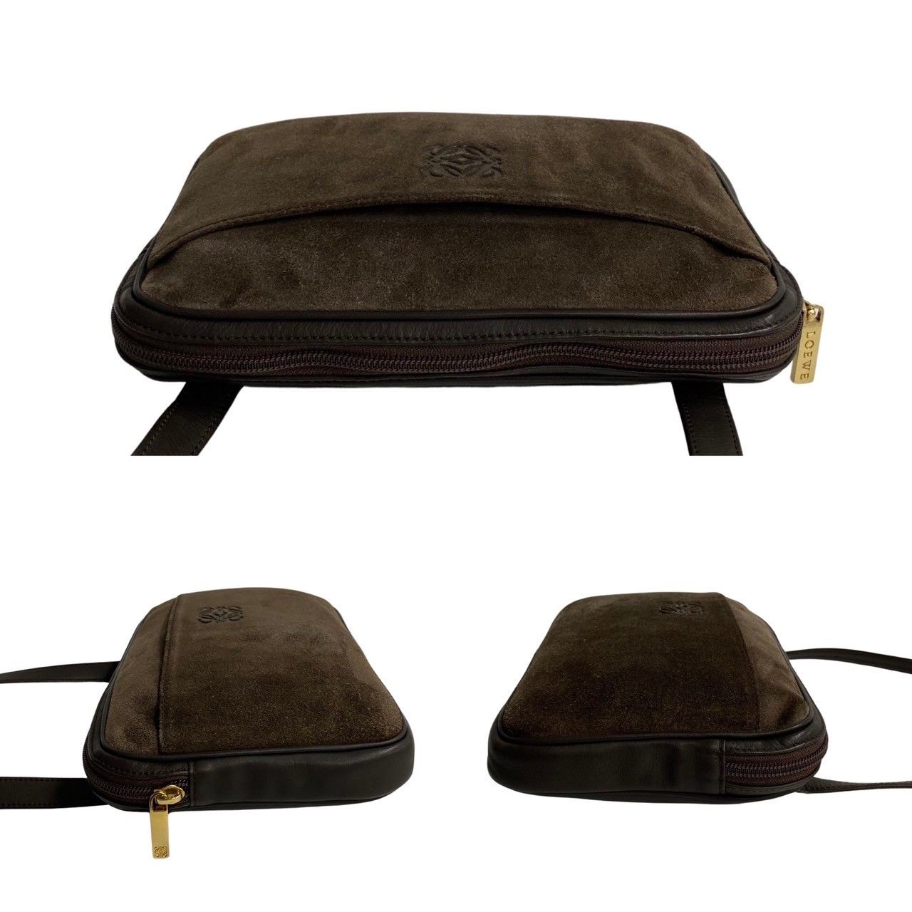 【極美品】LOEWE ロエベ 革手袋 レザーグローブ 茶色 ロゴ メタルロゴ 中古・古着通販】LOEWE (ロエベ) ロゴラインストーンレザー