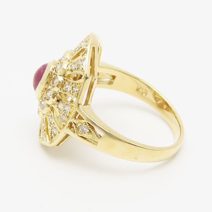 ルビー ダイヤモンド リング 11号 鑑別書 K18 0.60ct 0.50ct 4.6g