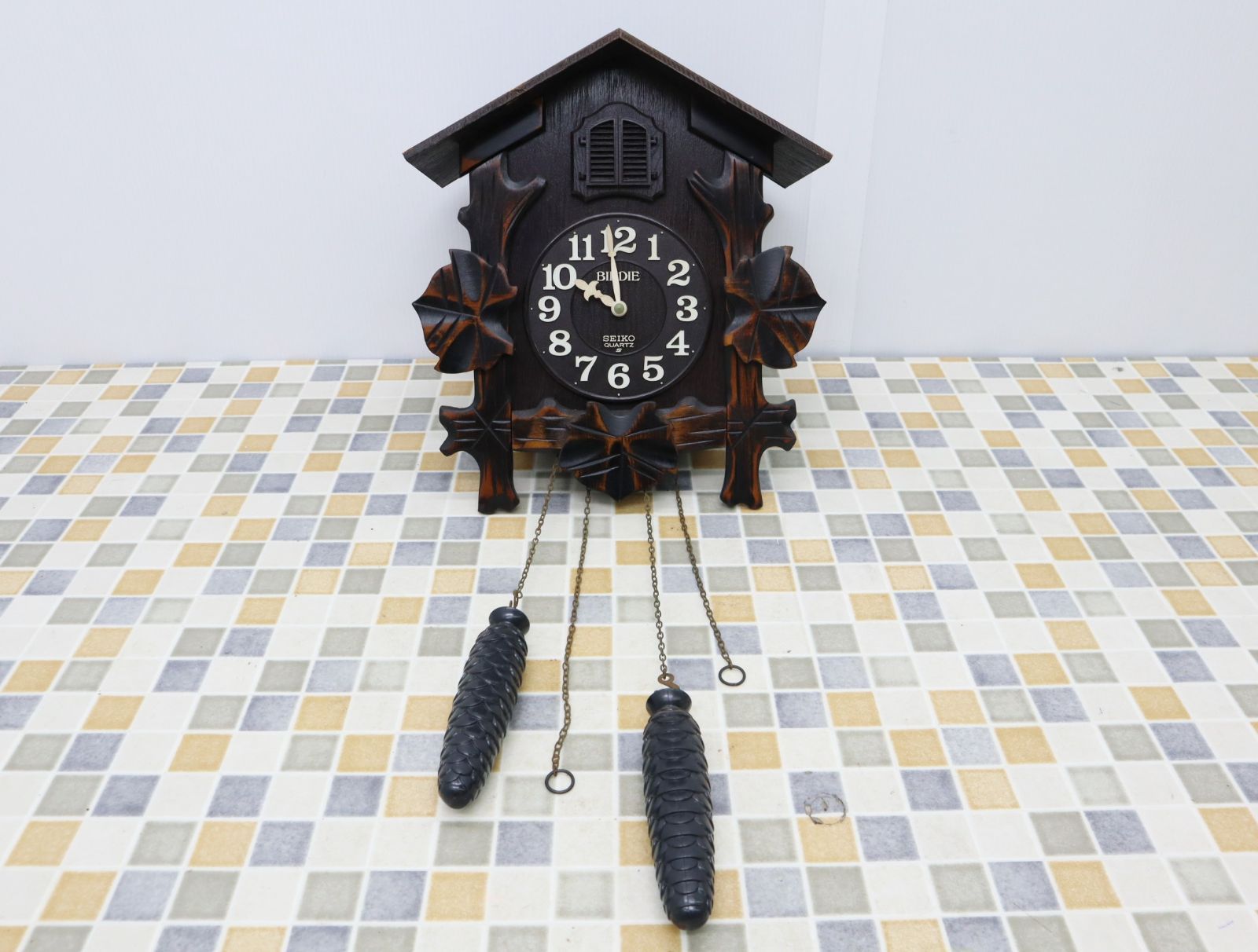 愛知時計電機　ゼンマイ式掛け時計　振り子時計　日本製　昭和レトロ 愛知時計電機 ゼンマイ式振り子掛け時計 昭和 レトロ アンティーク