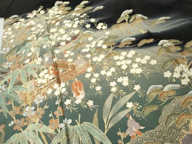 平和屋着物□上質な色無地 八十八家運 釈杖 龍