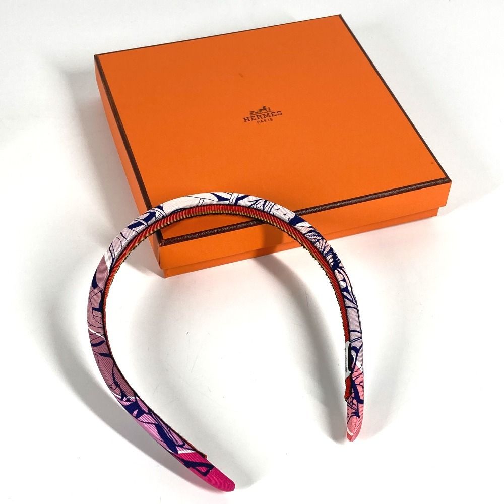 HERMES エルメス カチューシャ エルザ シルク ピンク