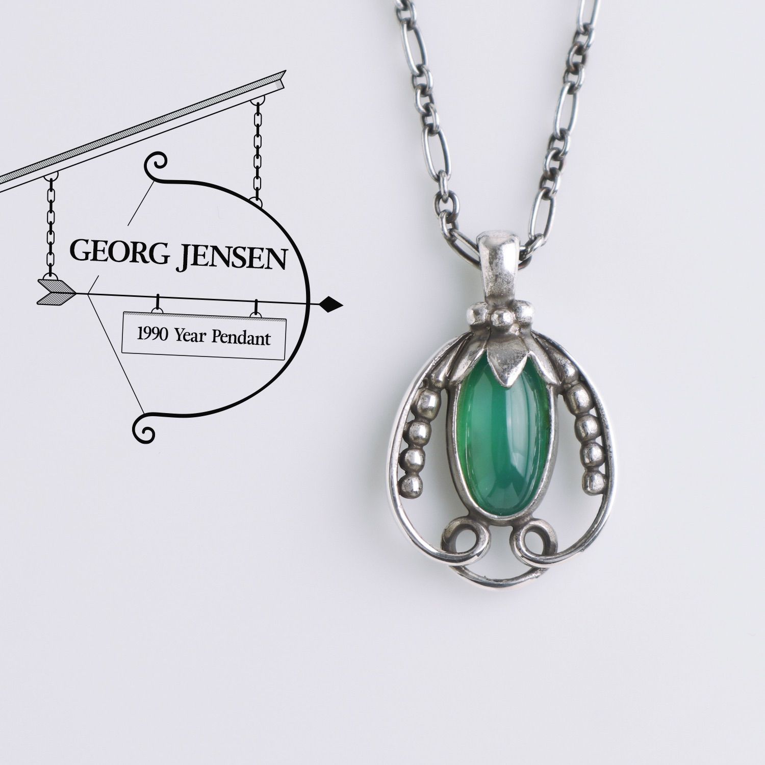 ジョージジェンセン　グリーン　ラウンド　カフス　シルバー925製 ジョージジェンセン グリーン ラウンド カフス シルバー925製 ジョージ