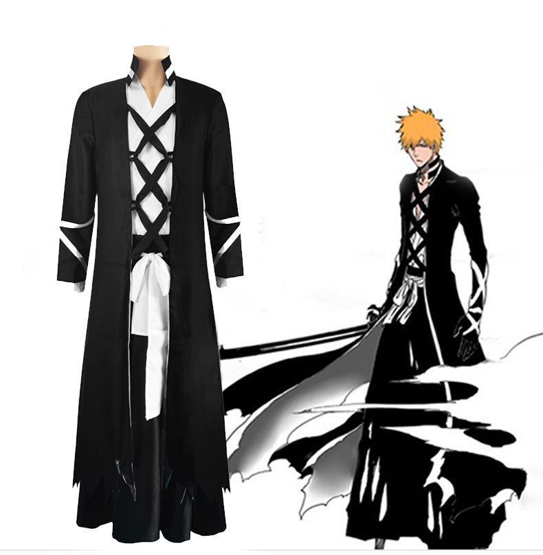 BLEACH ブリーチ 黒崎一護 コスチューム コスプレ衣装 cosplay 変装 仮装 ハロウイン 黒崎一護 卍解 死覇装-A