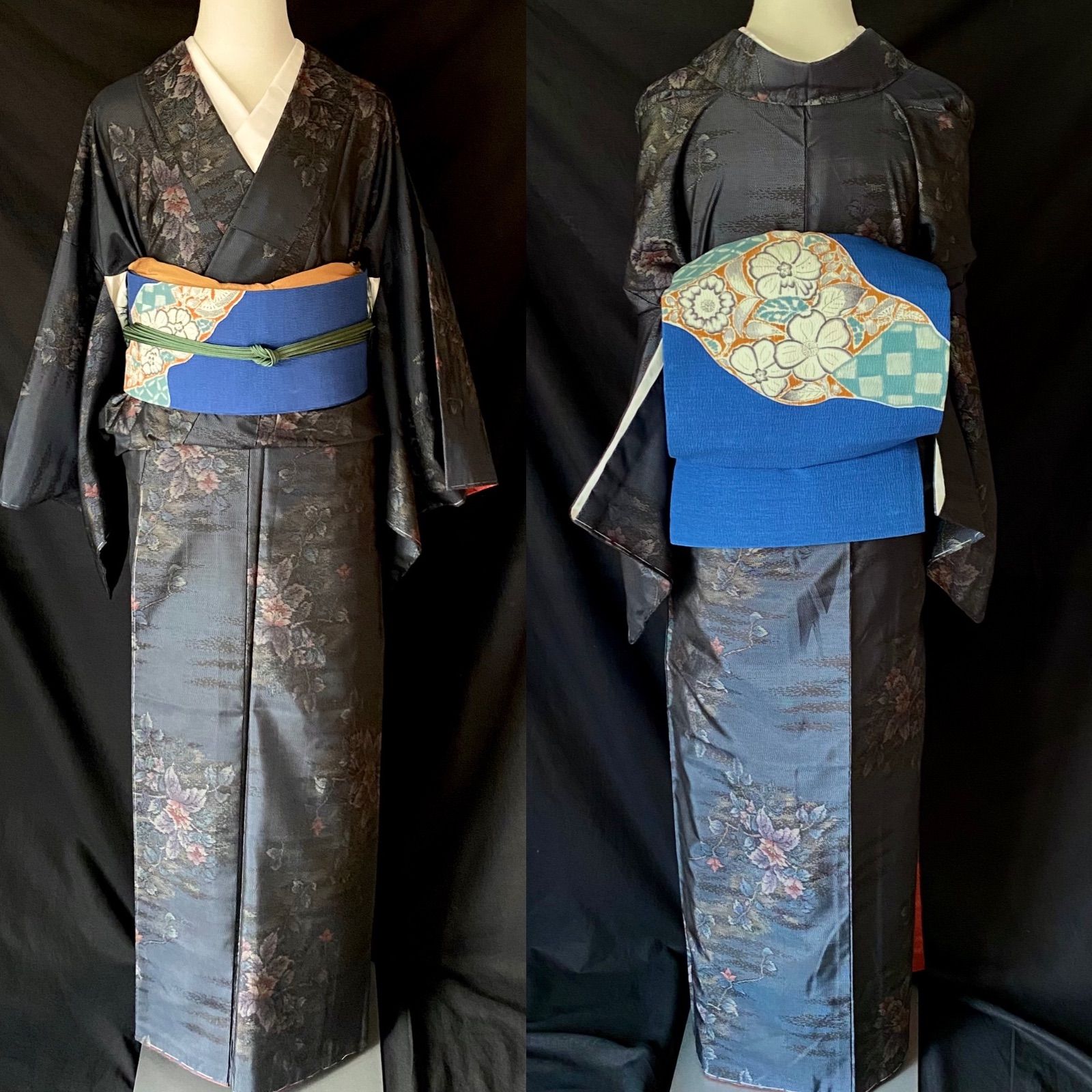 大島紬付下げ トールサイズ 袋帯 未使用帯締め 3点セット 正絹【新品