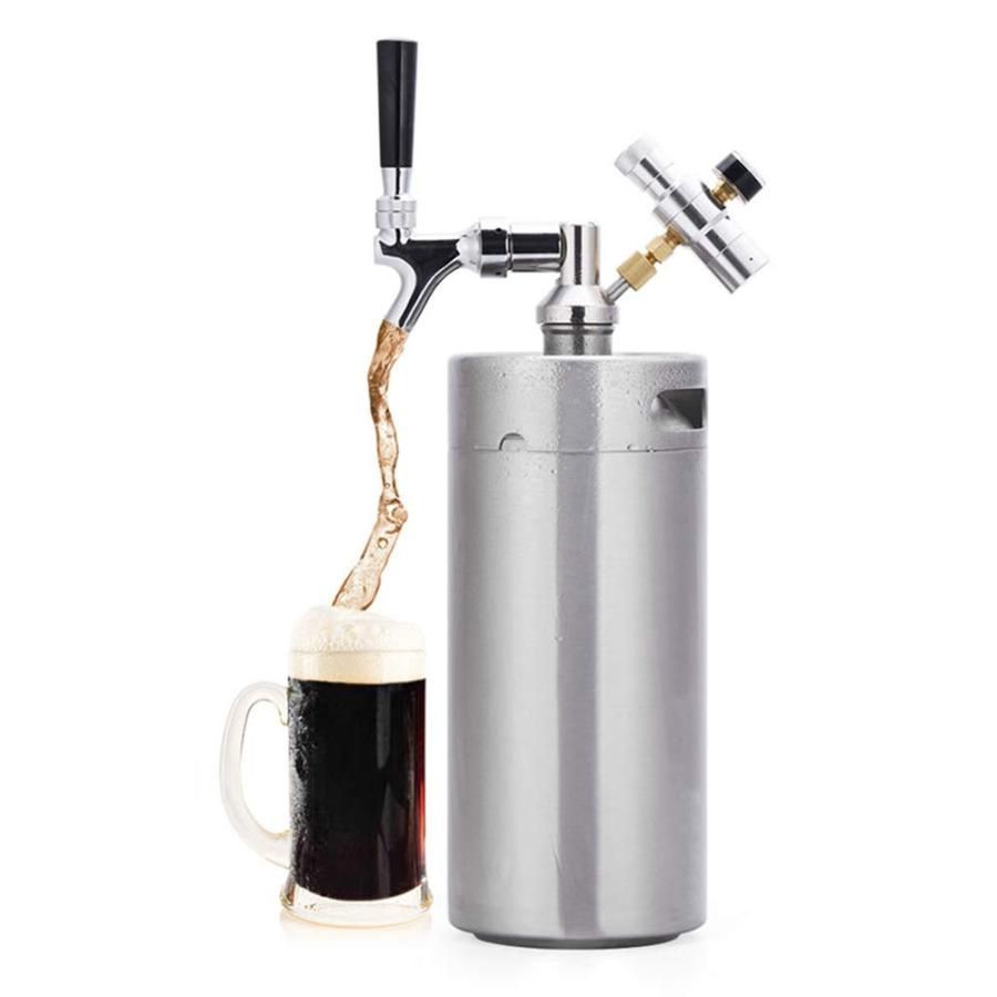 ビールサーバー ビールディスペンサー 缶ビール ステンレス鋼製 2Lビール樽システム カーボネーター蛇口ミニCO2レギュレーター付き 家庭用 業務用 安全 健康 頑