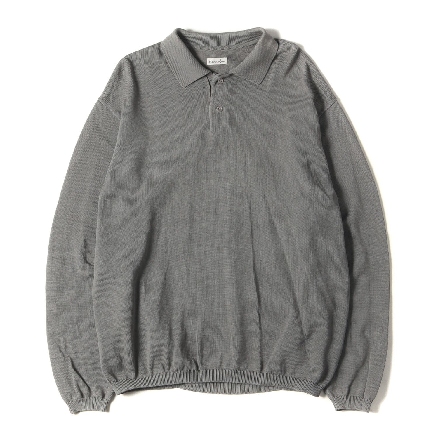 STEVEN ALAN スティーブンアラン ニット サイズ:M 19SS ポロカラー コットン ニット LIGHT GASS CTN LONG SLEEVE POLOSHIRT セーター プルオーバー 長袖 シャツ グレー トップス【メンズ】