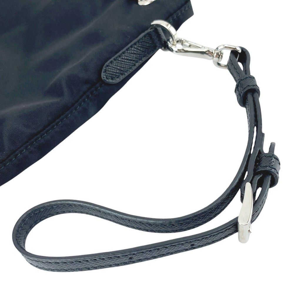 □新同□ プラダ Re-Nylon 巾着 ポーチ テスート ナイロン ブラック  