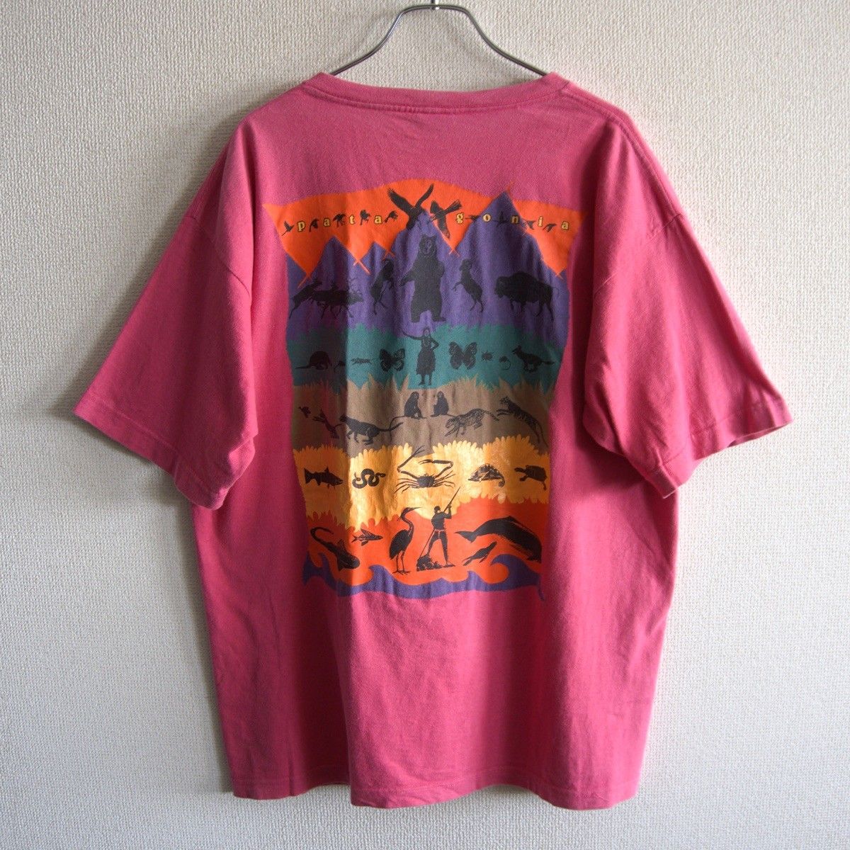 patagonia マゼンタ Tシャツ L 生態系　絶滅危惧種　キッズサイズ patagonia マゼンタ Tシャツ L 生態系 絶滅危惧種 キッズサイズ