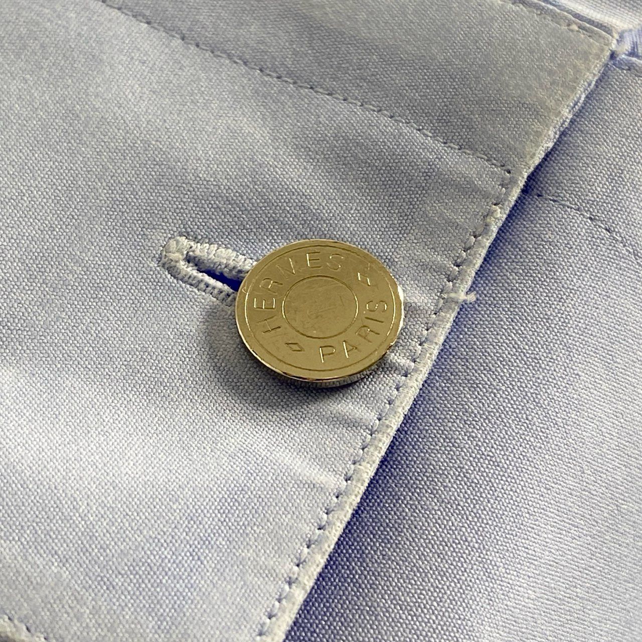 37c1 HERMES エルメス フランス製 セリエボタン 長袖シャツ