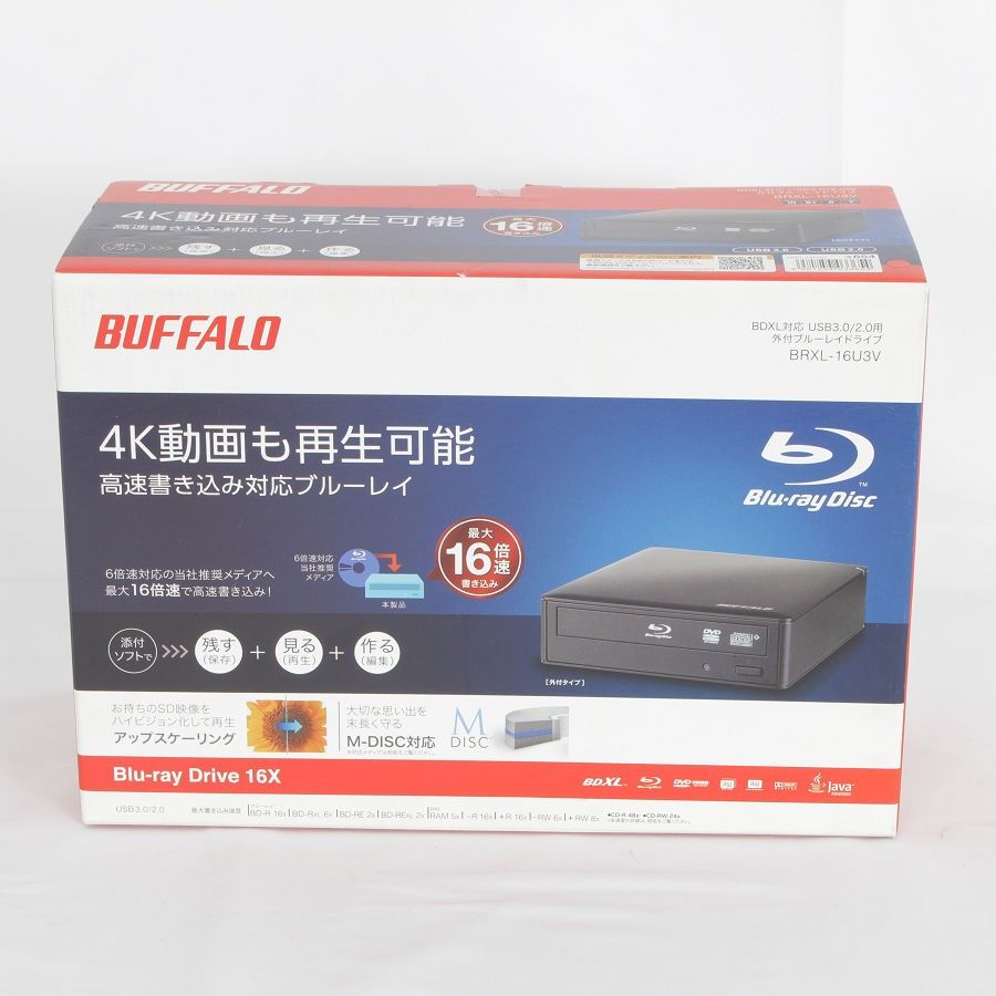 新品未開封】BUFFALO BRXL-16U3V 外付ブルーレイドライブ BDXL・4K動画再生対応 USB3.0/2.0用 バッファロー 本体 -  メルカリ