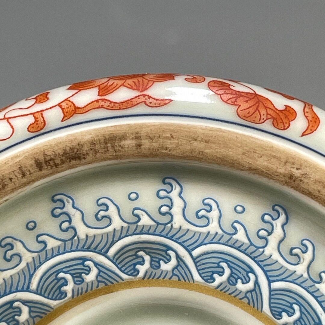 景徳鎮 陶磁 五彩龍紋壺承 装飾品 現代工芸品 置物 清雍正青花斗彩龍鳳図磁器皿 景徳鎮 陶磁器 装飾品 現代工芸品