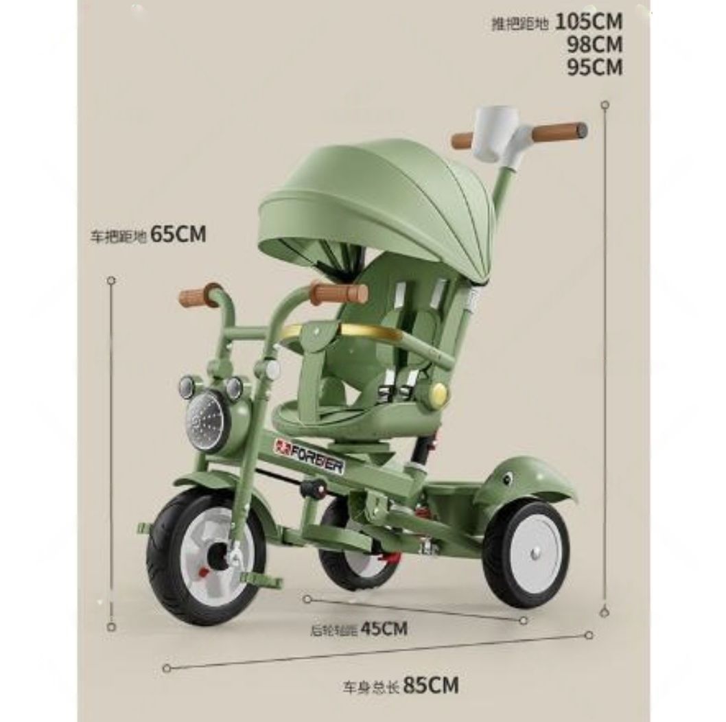 新品　子供用自転車　三輪車　キッズバイク　多機能　グリーン 子供用三輪車 折りたたみ 7in1 押し棒付き 安全バー付き 自転車
