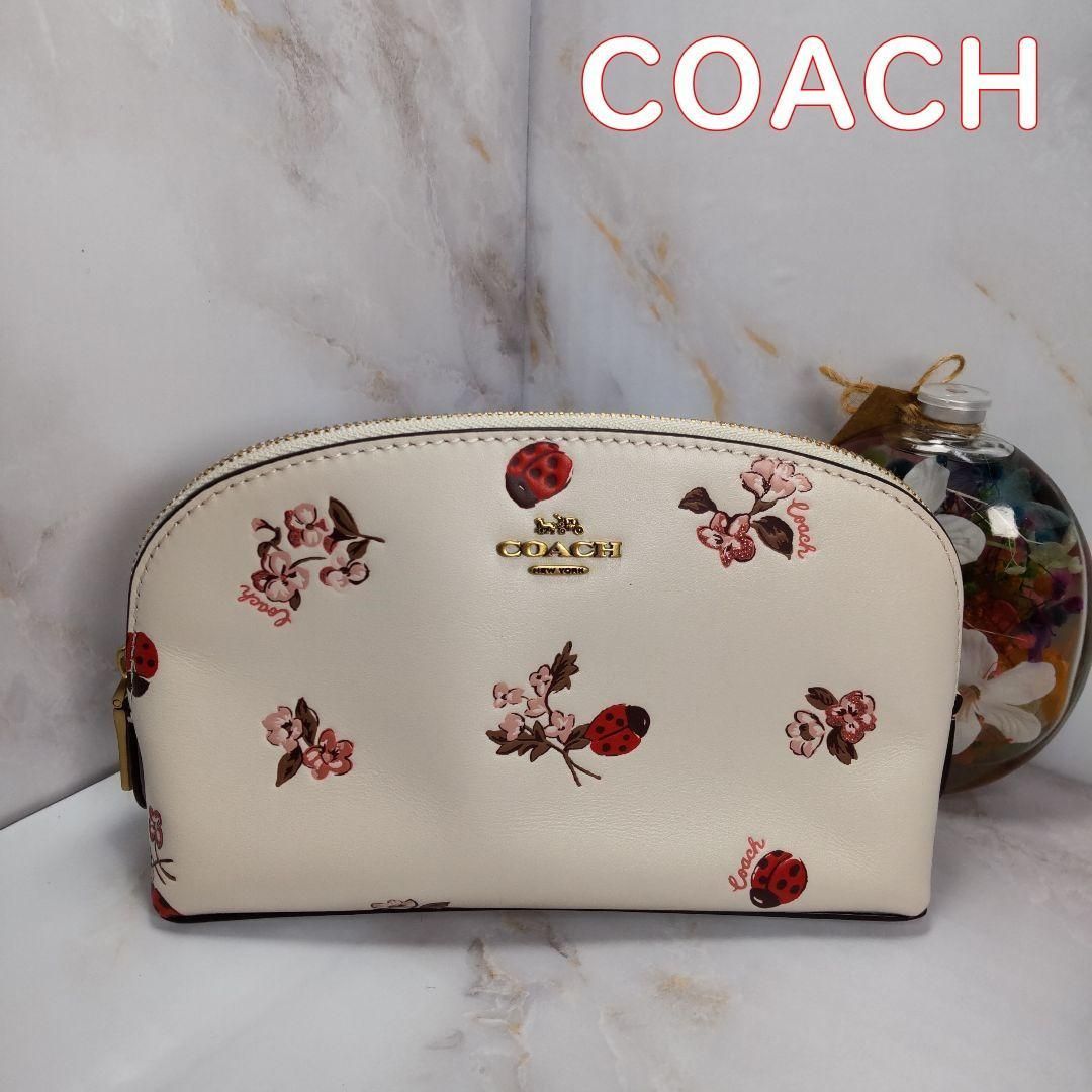 ☆美品☆ COACH コーチ コスメポーチてんとう虫 フローラルフラワー