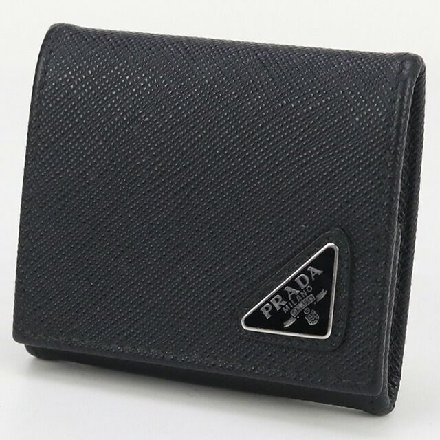 極美品】PRADA コインケース レザー サフィアーノ 型押し ブラック 黒