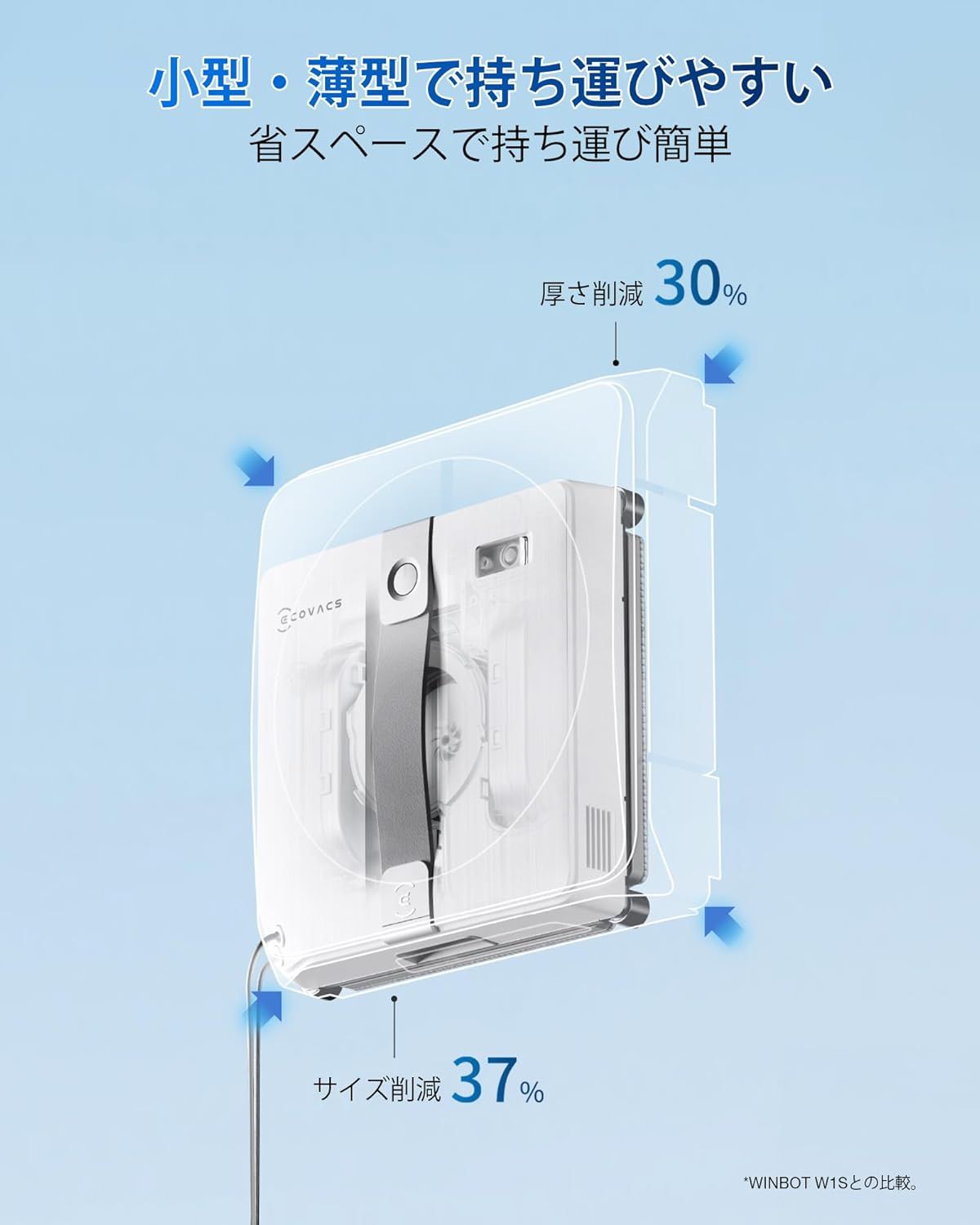 WINBOT MINI 窓掃除 窓拭きロボット 自動清掃 窓用 省スペース設計 ECOVACS(エコバックス) WINBOT MINI 窓掃除 窓拭きロボット 自動