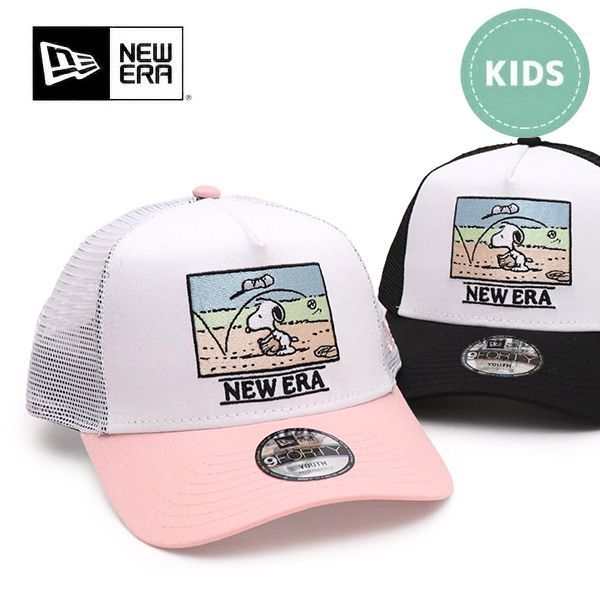 本物保証，大人気 ニューエラＮＥＷ ＥＲＡ】Youth 9FORTY A-Frame トラッカー PEANUTS キャップ 帽子 メッシュ スヌーピー キッズ 52 - 55.8cm 6～15歳 身長130～160cm 子供 キャップ