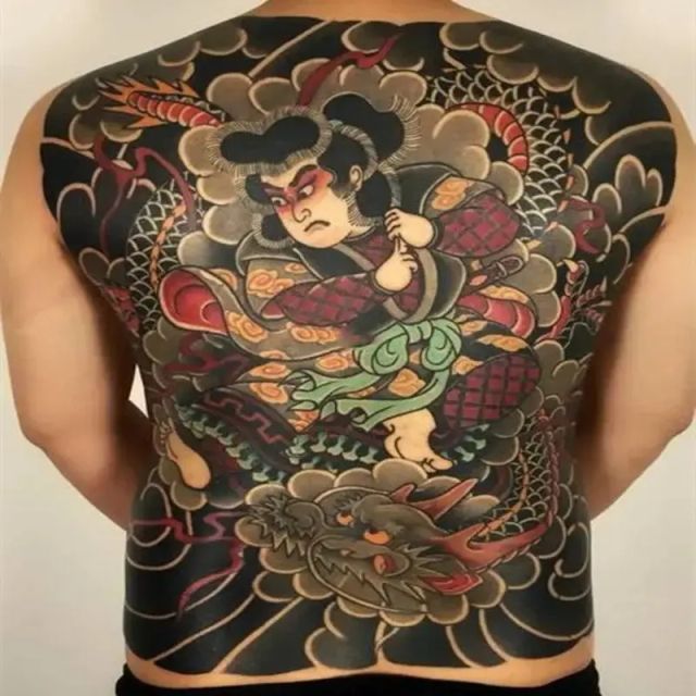 WG01 本格派リアル刺青 TATOOシール タトゥーシール 和柄 和彫り入れ墨シール 背中用入れ墨シール 簡単 イベントや動画撮影に リアル ...