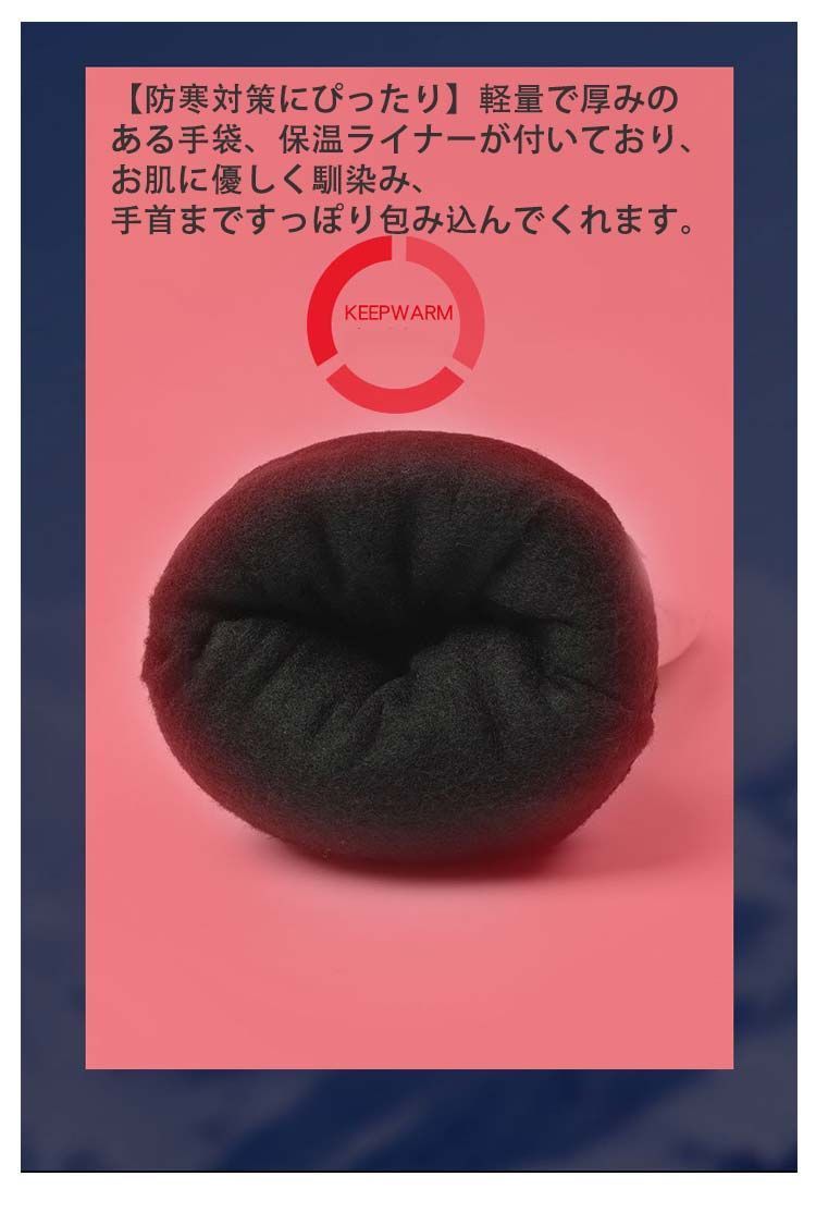 手の甲ポケット付 グローブ タッチパネル対応 レディース