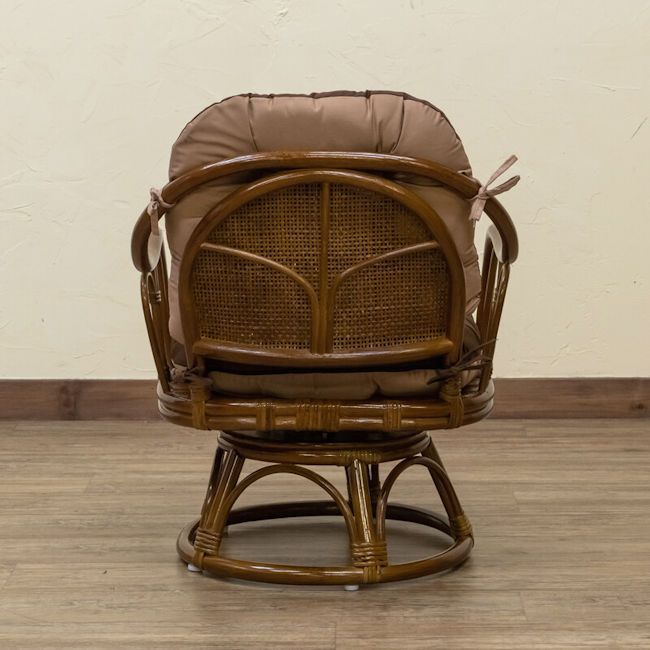 №6100天然ラタンリクライニング回転座イス・ミドルタイプ【OUTLET