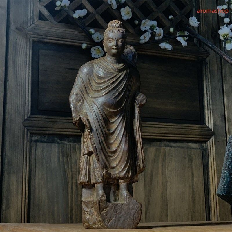 ガンダーラ石仏 仏像 仏教古美術 極細工 Gandhara ガンダーラ美術 石仏
