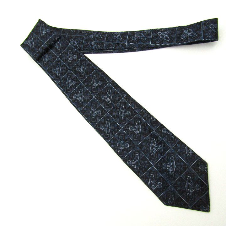 Vivienne Westwood オーブ柄 ネクタイ シルク100% ブラック ヴィヴィアンウエストウッド Vivienne Westwood ネクタイ ロゴ