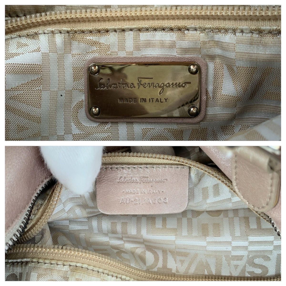 美品 Salvatore Ferragamo フェラガモ パイソン ミンクバッグ Salvatore Ferragamo サルヴァトーレフェラガモ ガンチーニ