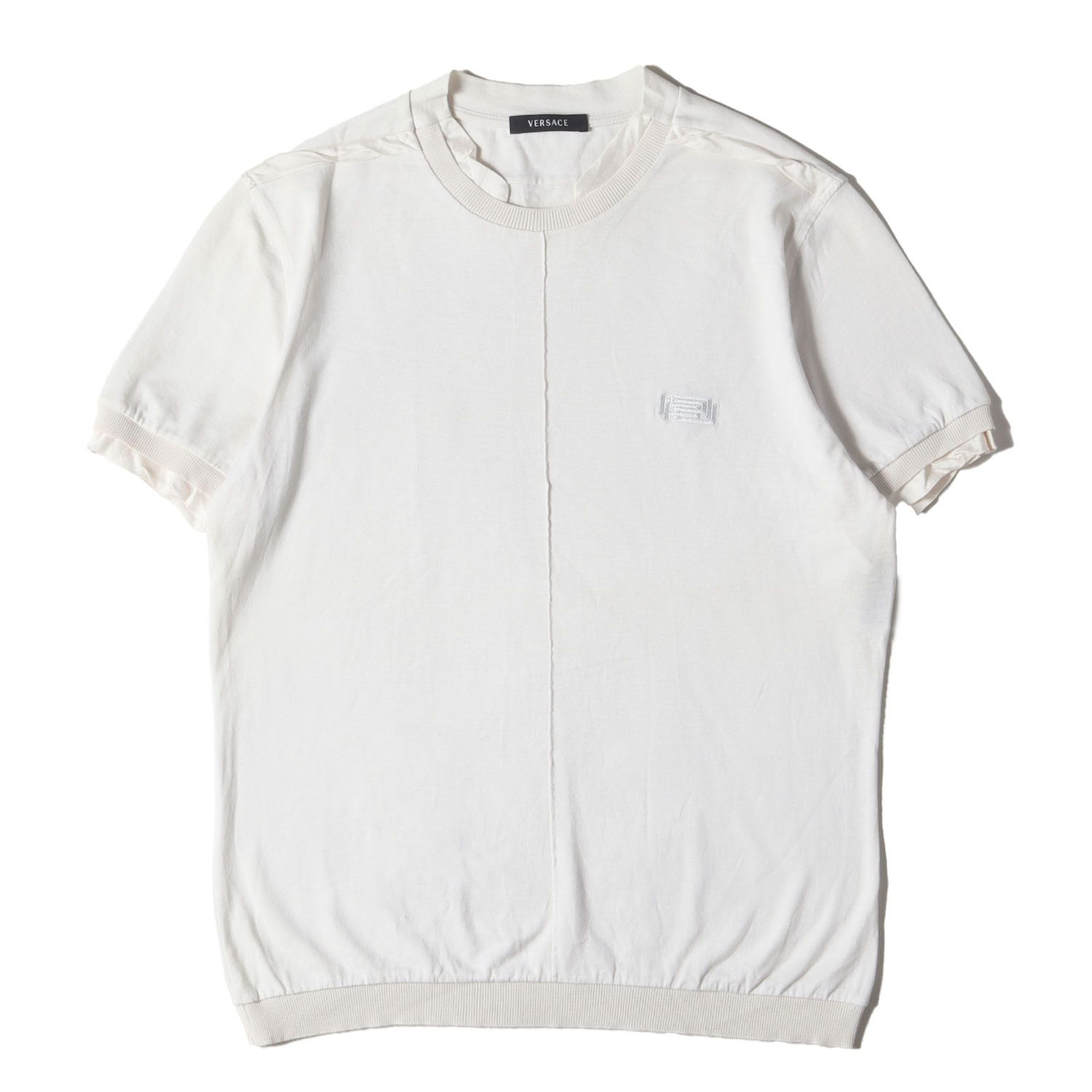 VERSACE ヴェルサーチ Tシャツ サイズ:50 / シルク デザイン センターシーム Tシャツ / ナチュラル / イタリア製 / トップス カットソー 半袖【メンズ】【中古】【美品】【K4496】 美品】VERSACE ヴェルサーチ Tシャツ サイズ:50 / シルク デザイン