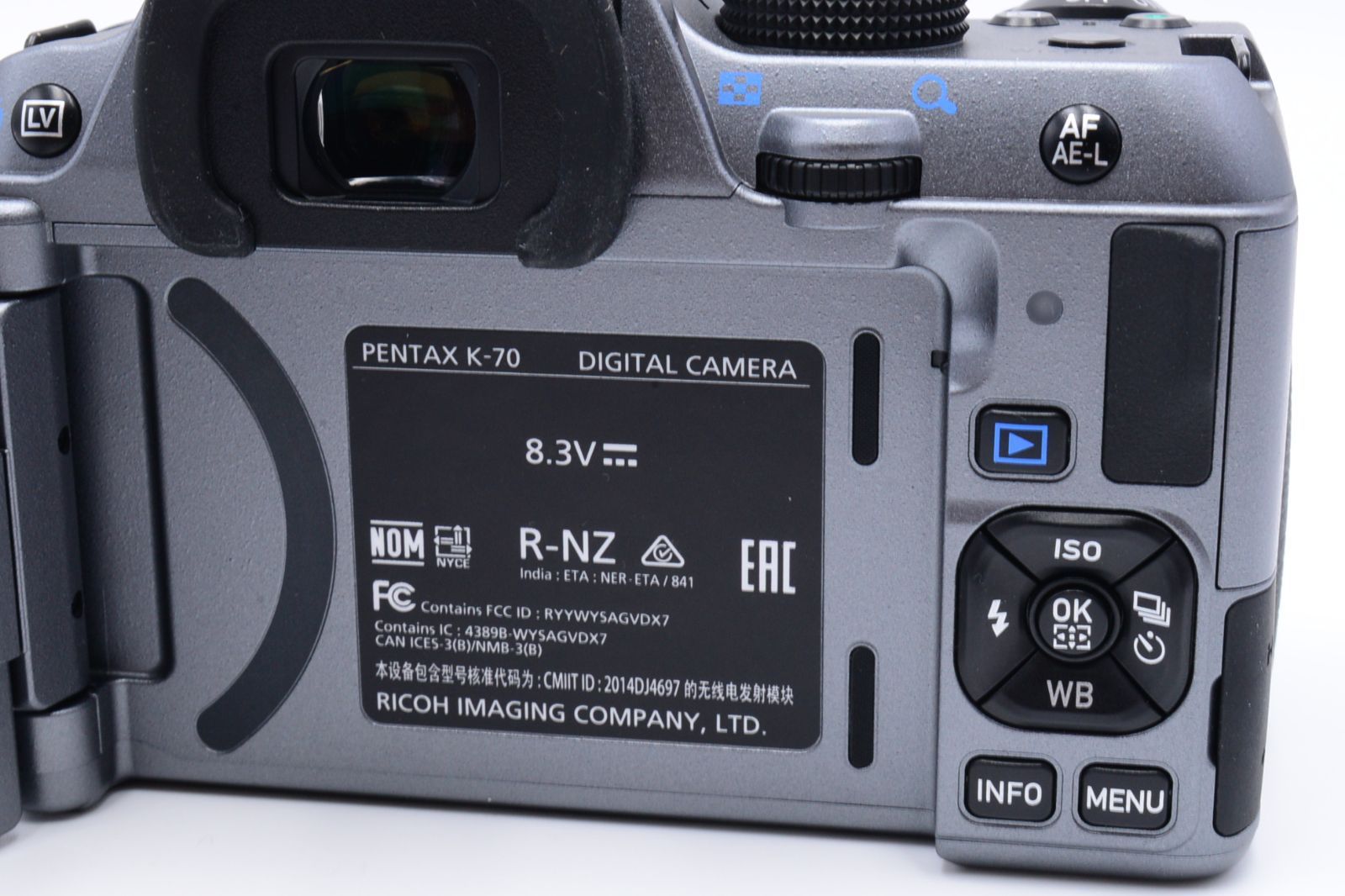 シャッター回数『2238』ペンタックス PENTAX K-70 ボディ シルバー