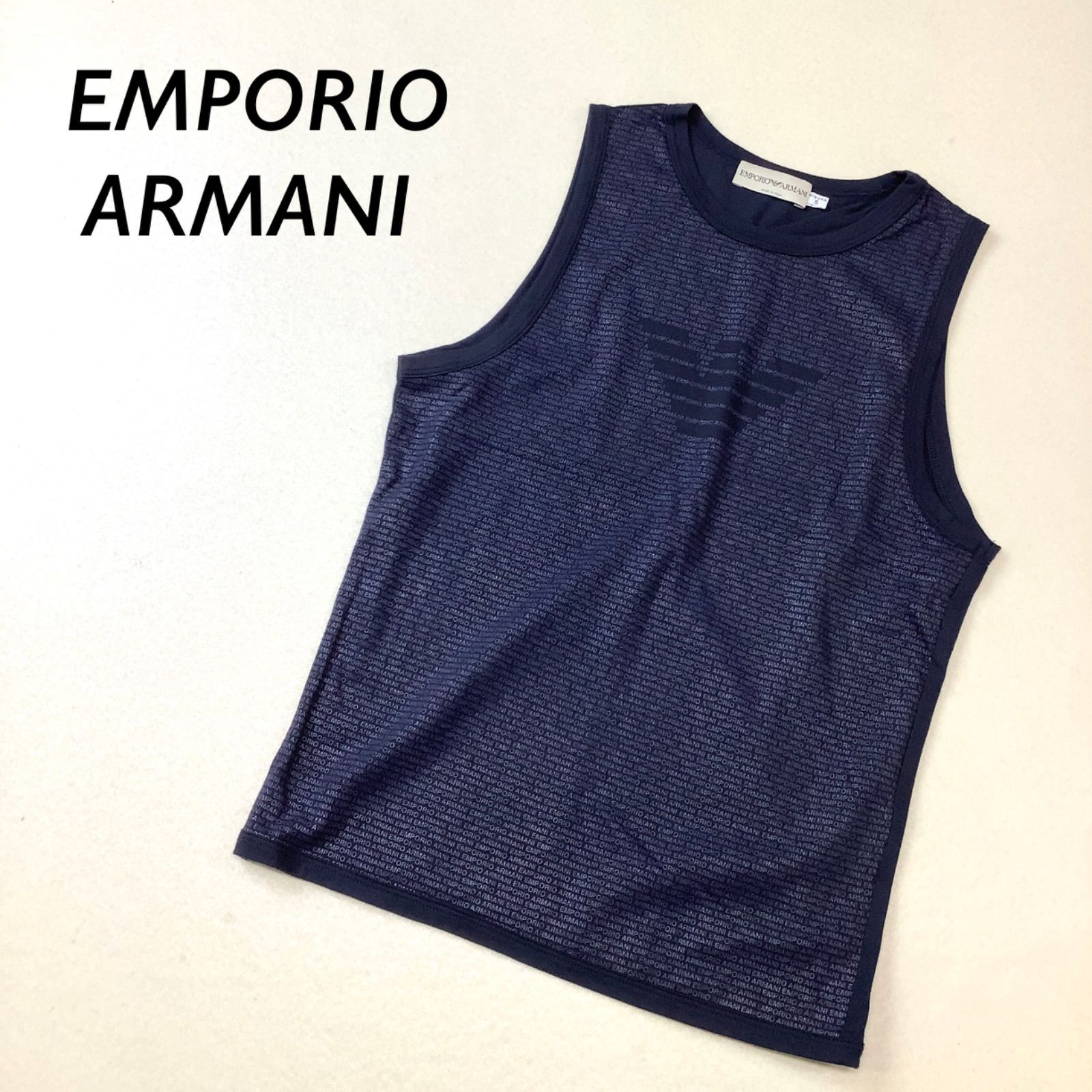 極美品 EMPORIO ARMANI イタリア製 ロゴデザイン タンクトップ S | www