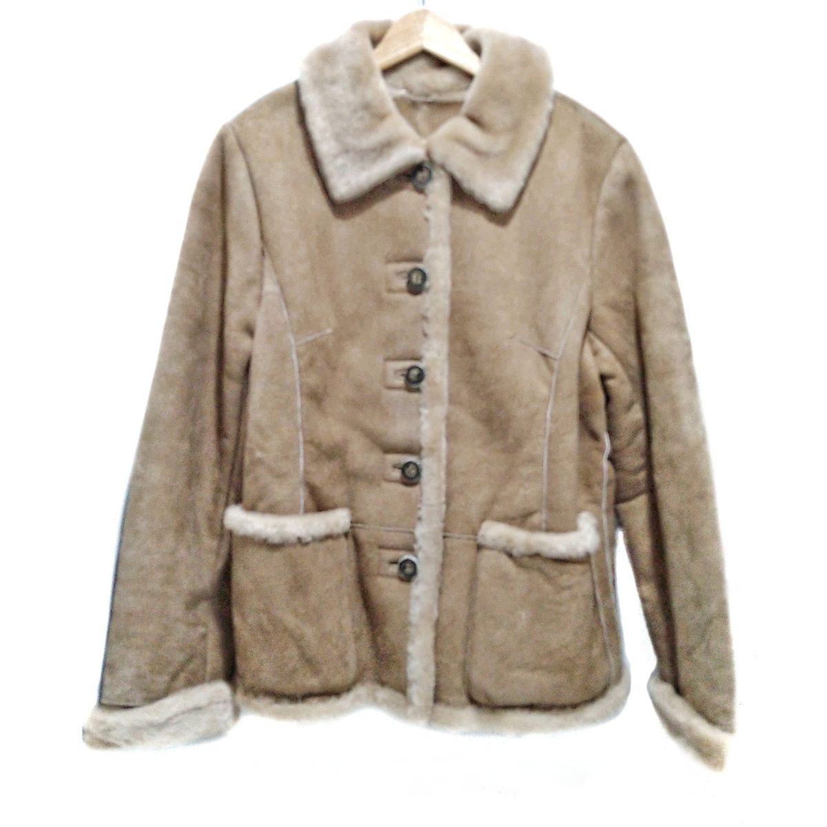 Leilian レリアン コート サイズ11 M レディース - ライトブラウン×ベージュ 長袖|ムートン|冬