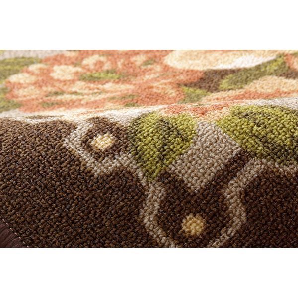 簡易 ラグマット/絨毯 【花柄 ブラウン 江戸間4.5畳 約261×261cm