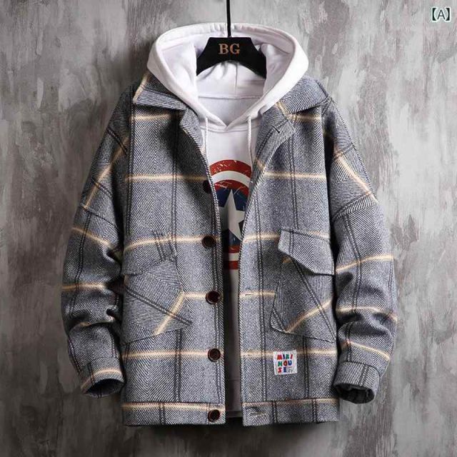 3XL 秋冬 コーデ メンズ 服 シンプル ファッション オシャレ 大人 かっこいい 大きいサイズ ストリート 紳士服 チェック柄 ウール ジャケット 綿 厚手 コート ゆったり