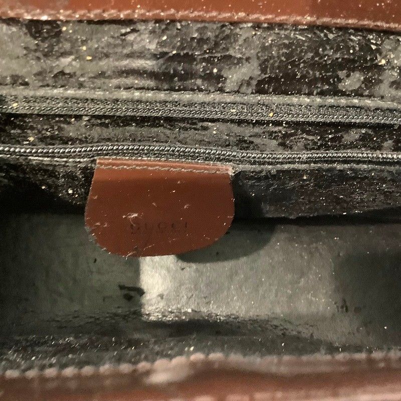 GUCCI グッチ ショルダーバッグ エナメル ダークブラウン シルバー金具